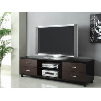 Coaster Furniture 700826 4-drawer TV Console Glossy Black and Walnut